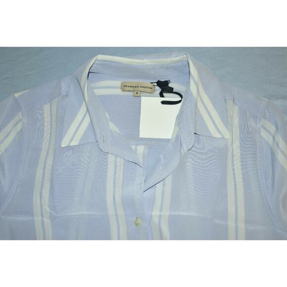 B0 NWT FRANCES AUSTEN The Stripe Button Down Halogen Blue/White Blouse Sz S $185 - Picture 5 of 7